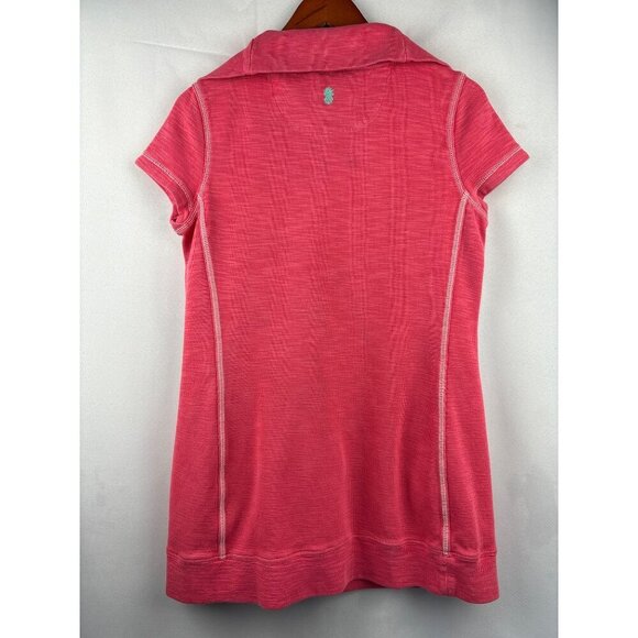 Tommy Bahama Womens S Pink Half-Zip Short Sleeve Tunic Dress - Picture 3 of 6